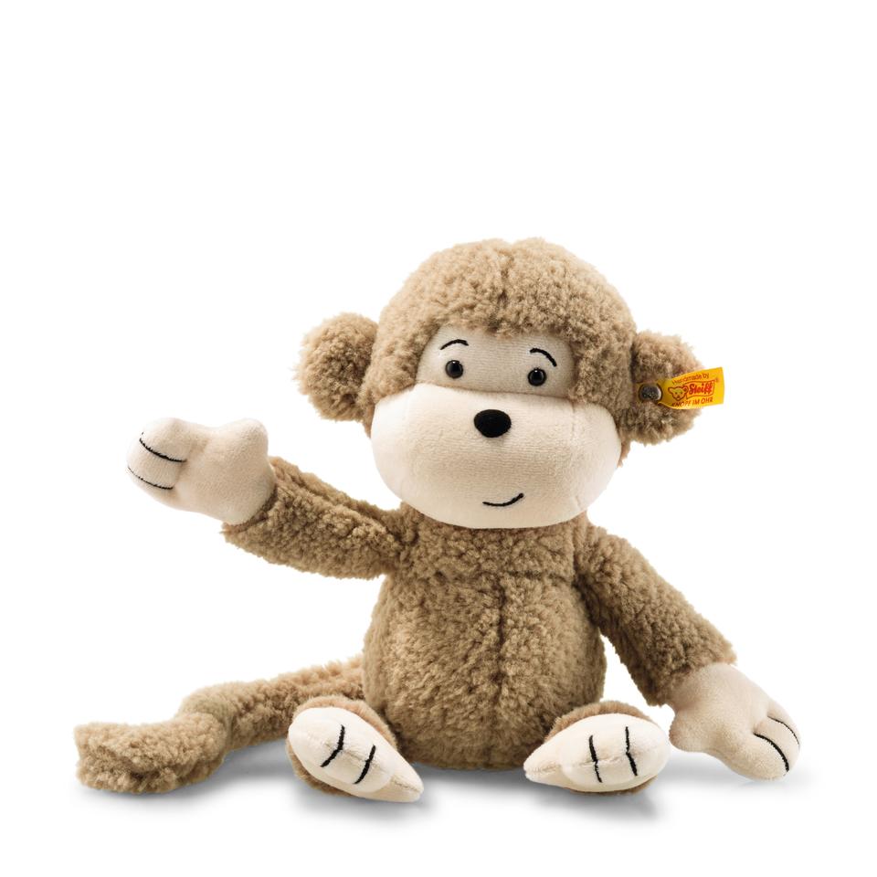 Very cute, soft, brown money soft toy from the prestigious brand Steiff.  With inquisitive eyes and a friendly face, he will make the perfect companion to any child.