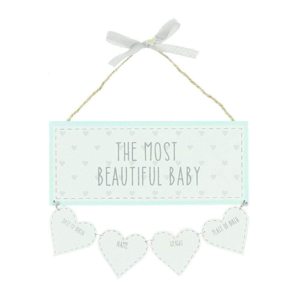 &#39;The Most Beutiful Baby&#39; Neutral Data Plaque - Bumbles &amp; Boo