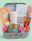 Treat box full of gifts for a new mum or mum to be. Treat gifts hamper trunk.