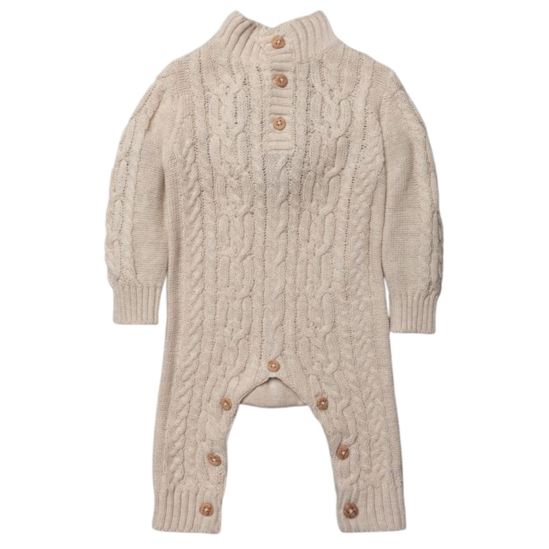 Unisex Baby Clothing Beige Cable Knit Romper Suit
