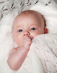 Super soft ivory white butterfly knitted baby shawl blanket